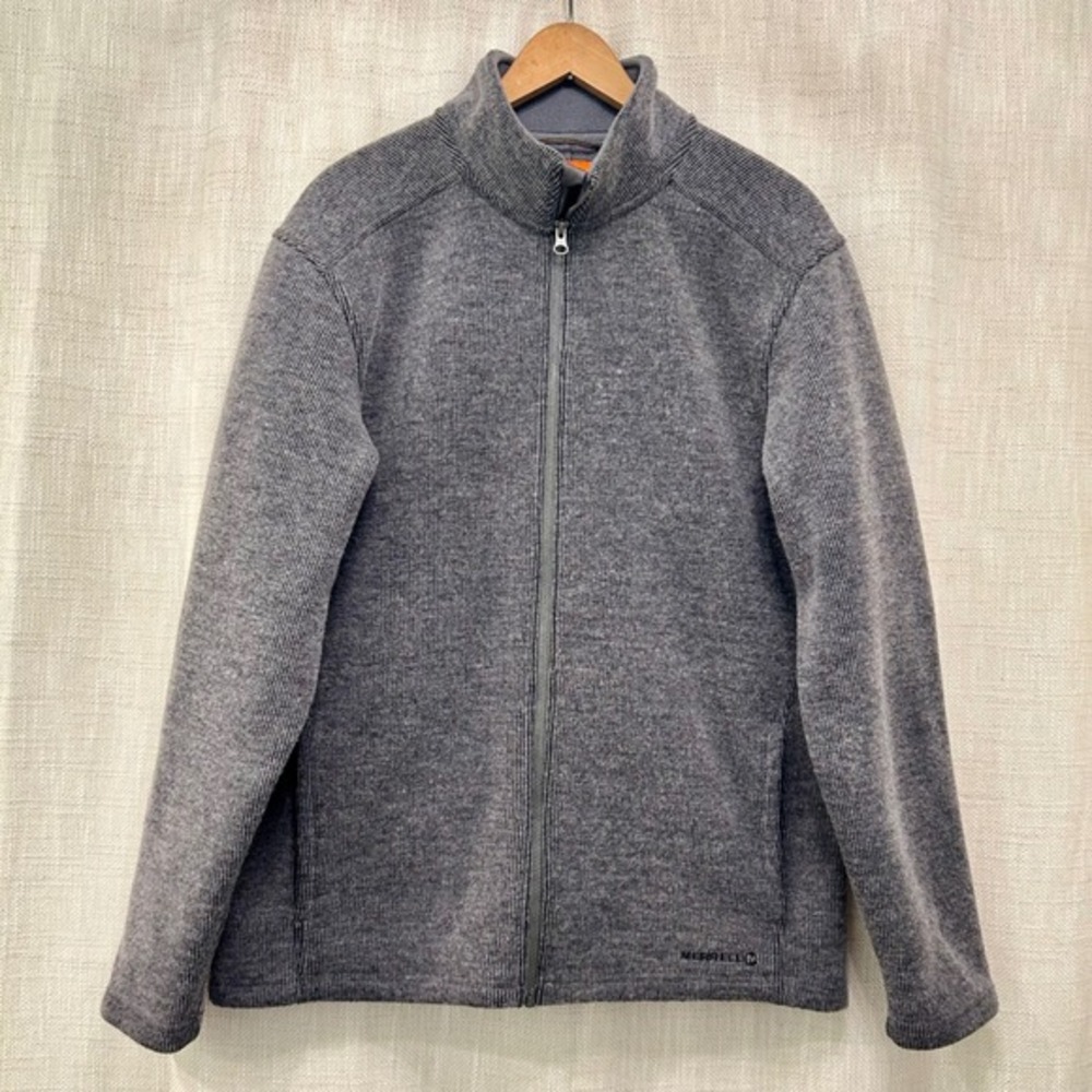 Merrell Big Sky‎ Mens Wool Blend Full Zip Gray Jacket Sz Medium